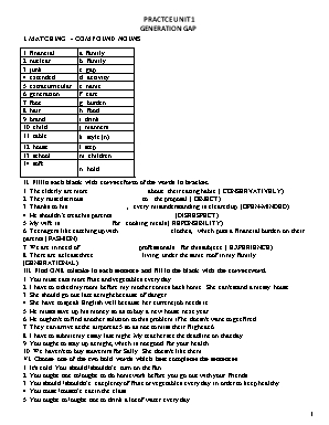 Bài tập Tiếng Anh Lớp 11 - Unit 1 Generation gap